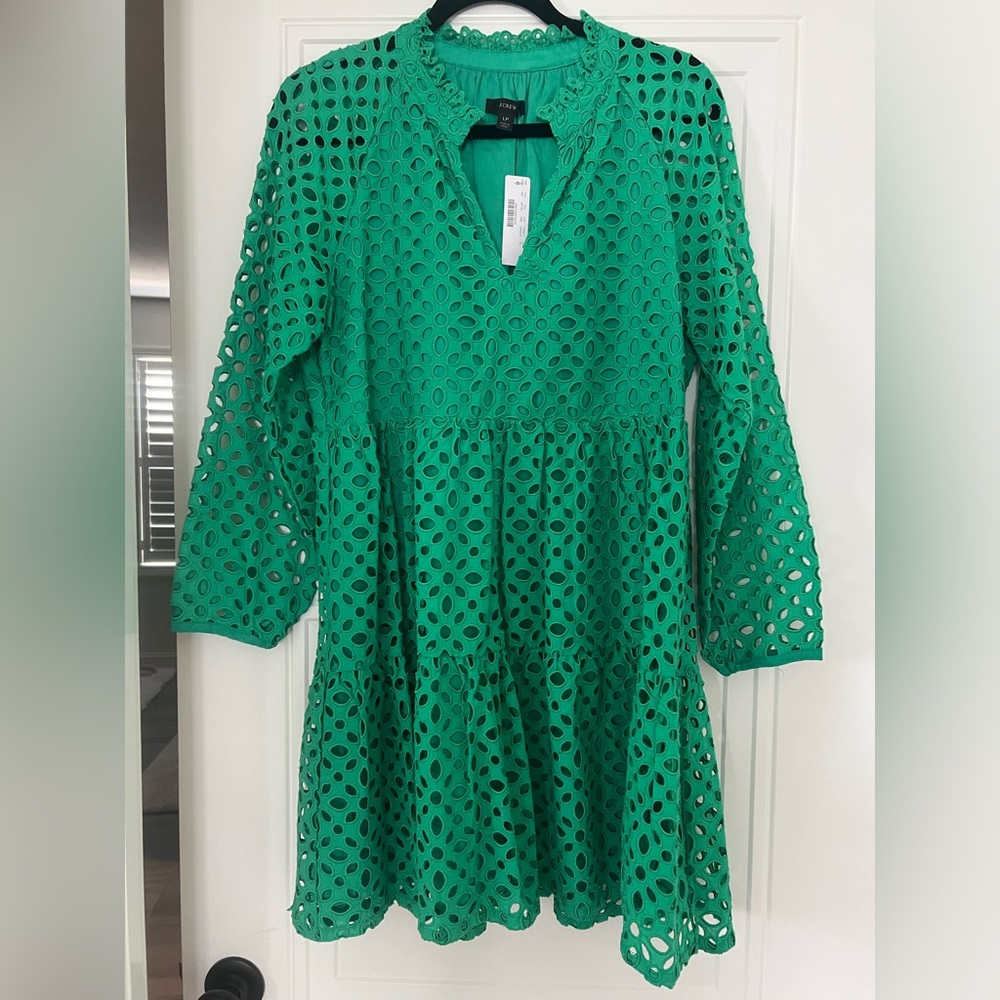 Jcrew green dress nwt large petite